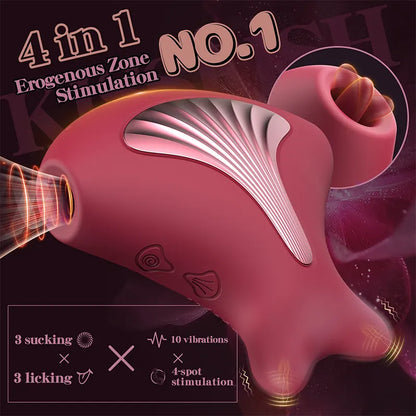 Double-Headed Fish Sucking and Licking Massager